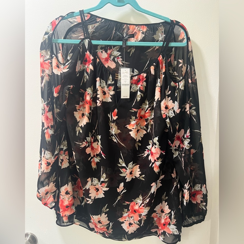 White House | Black Market Floral Blouse